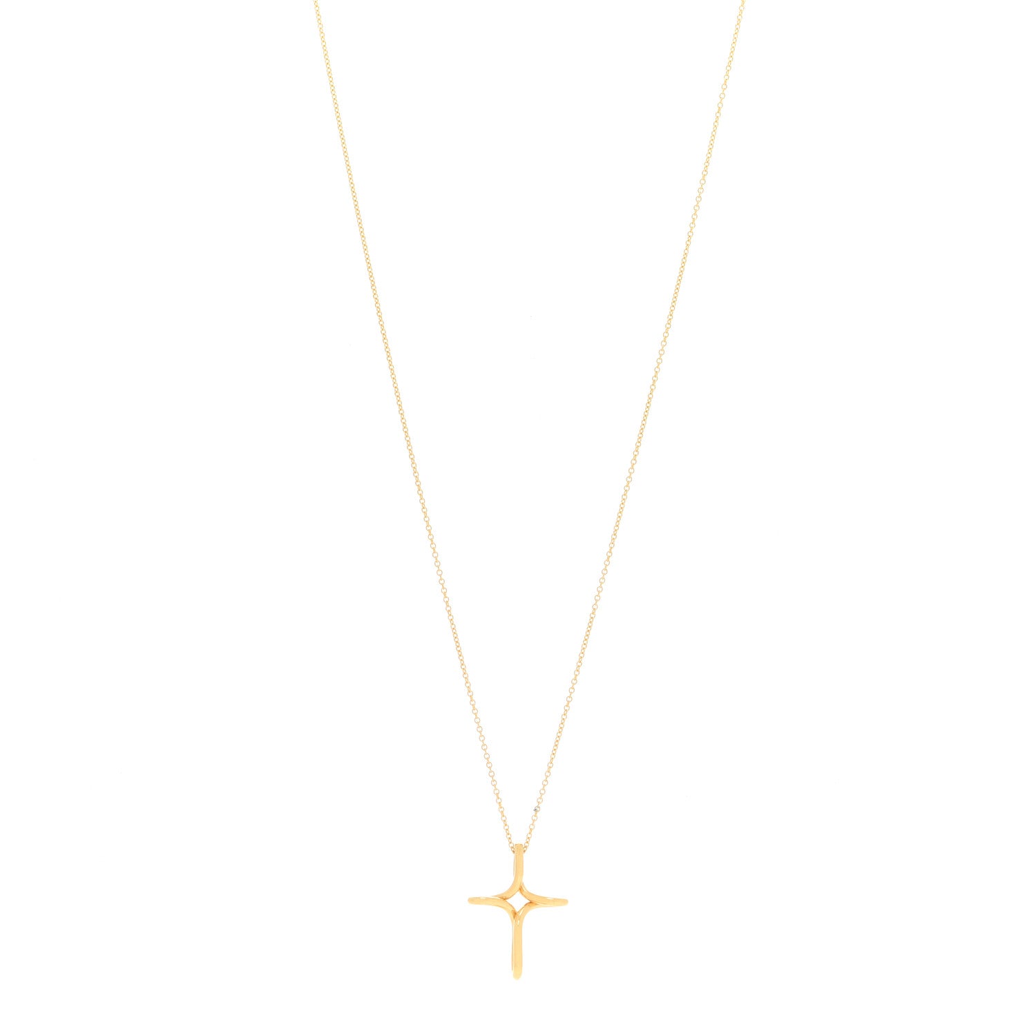 Tiffany 18K Yellow Gold Elsa Peretti Infinity Cross Pendant Necklace 1 of 6