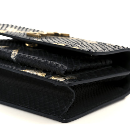 Saint Laurent Snakeskin Monogram Sunset Chain Wallet Black Gold Silver 11 of 11