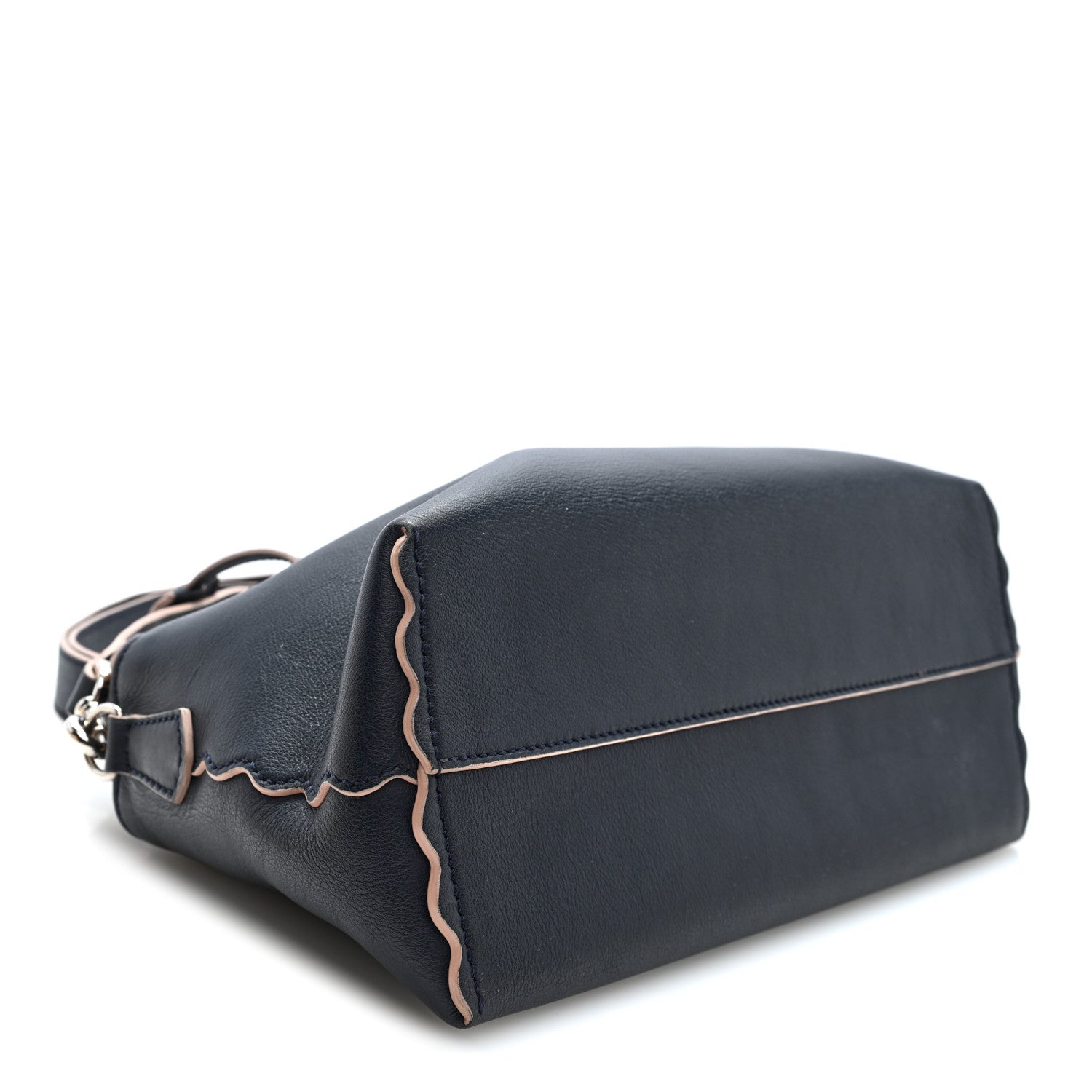 Fendi Vitello Dolce Scalloped Studded Medium By The Way Boston Bag Blu Notte 4 of 11