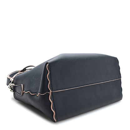Fendi Vitello Dolce Scalloped Studded Medium By The Way Boston Bag Blu Notte 4 of 11