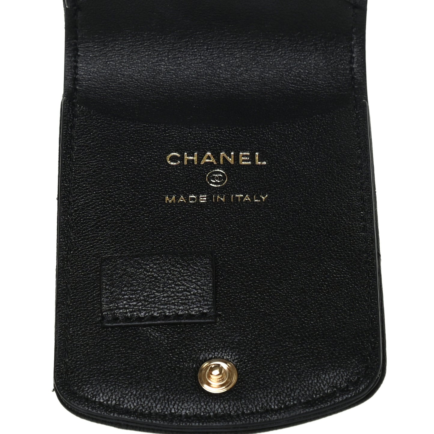 Lambskin Quilted Chanel 19 Luggage Tag Black