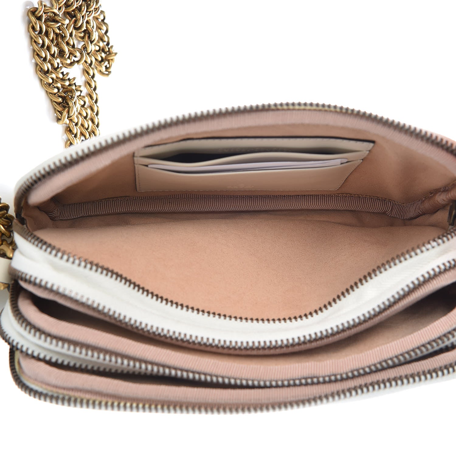 Gucci Calfskin Matelasse Mini GG Marmont Chain Crossbody Bag White 5 of 12