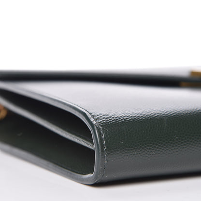Saint Laurent Grain De Poudre Monogram Cassandra Chain Wallet Vert Fonce 9 of 10