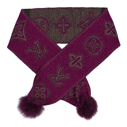 Louis Vuitton Cashmere Fox Fur Monogram Scarf Gloves Set 2 of 4