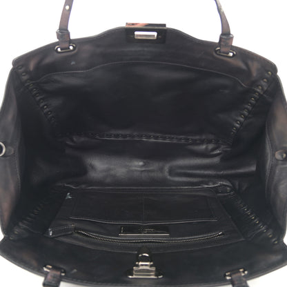 Valentino Garavani Vitello Medium Rockstud Tote Black 5 of 12