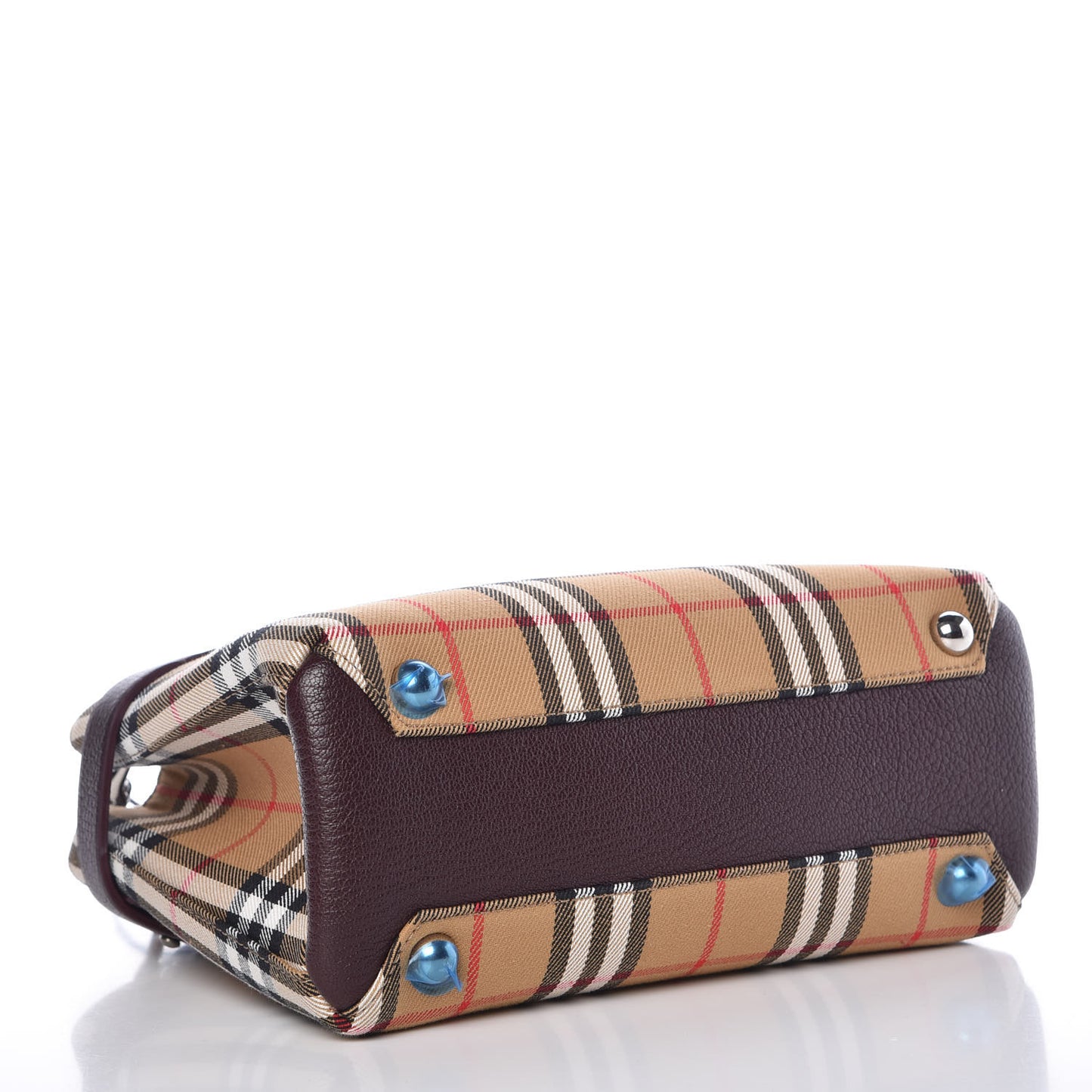 Goatskin Vintage Check Small Banner Tote Deep Claret