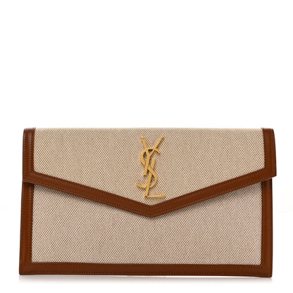 Saint Laurent Canvas Uptown Pouch Natural Beige Brick 1 of 7