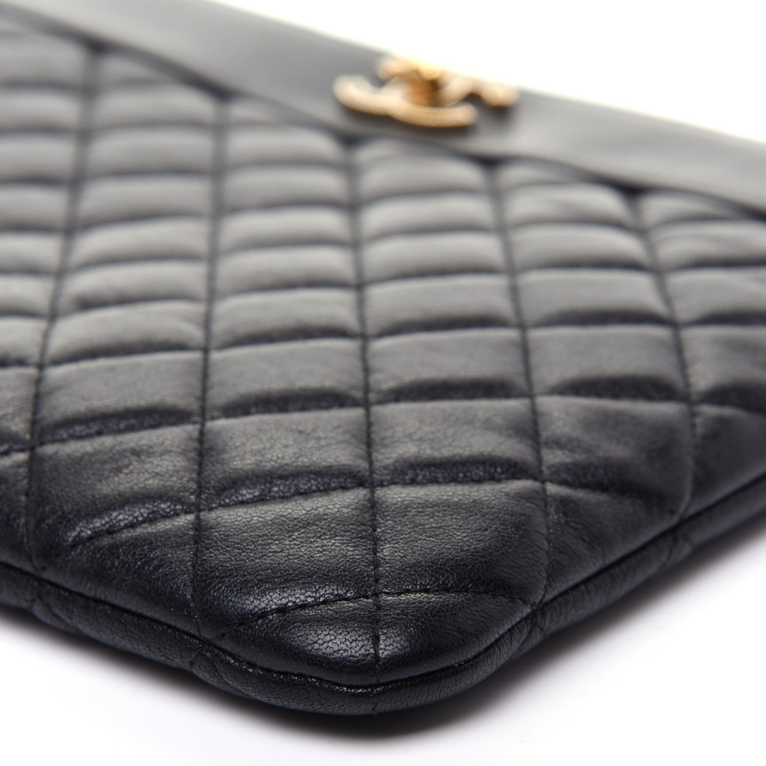 Chanel Sheepskin Quilted Medium Vintage Mademoiselle Cosmetic Case Black 7 of 10
