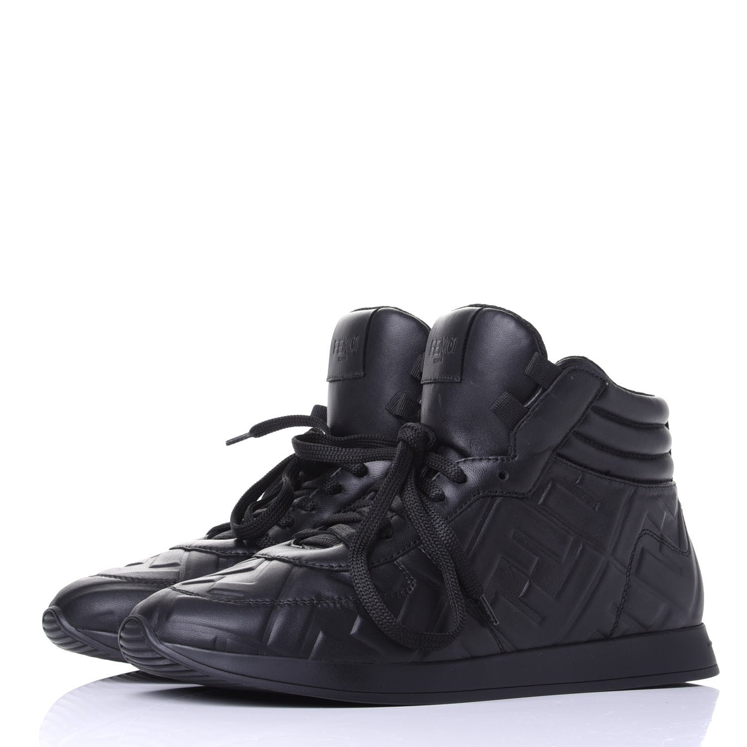 Fendi Nappa Macro FF Embossed High Top Sneakers 37 Black 3 of 11