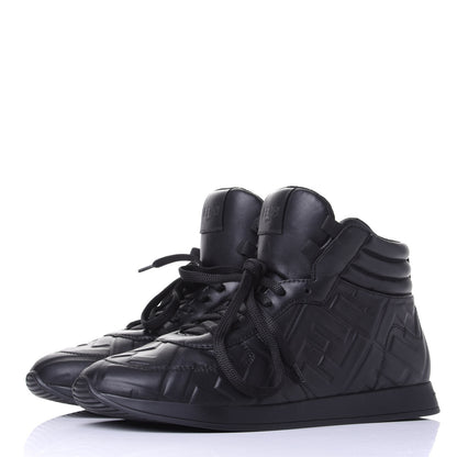 Fendi Nappa Macro FF Embossed High Top Sneakers 37 Black 3 of 11