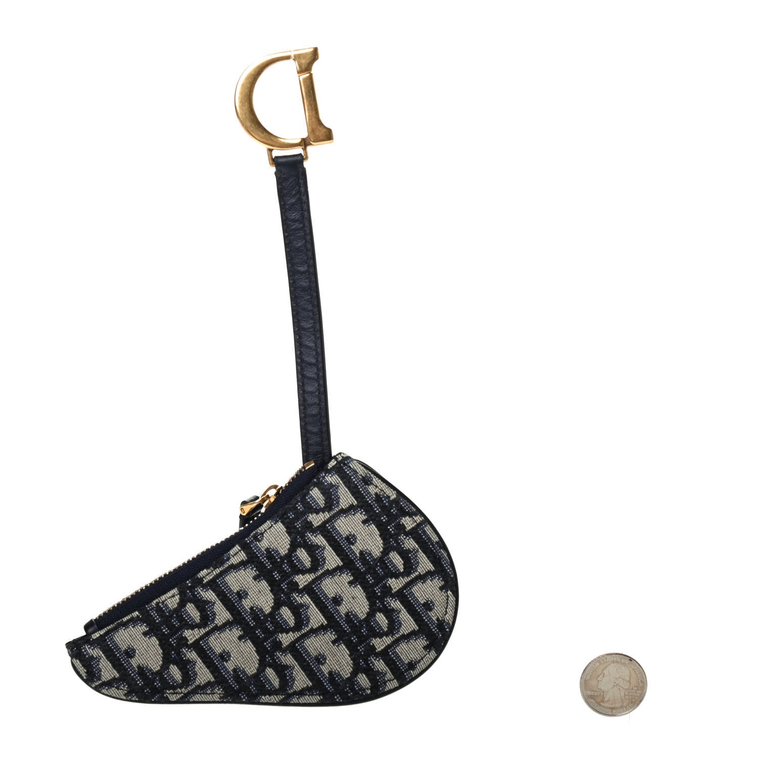 Christian Dior Oblique Saddle Coin Purse Blue 2 of 3