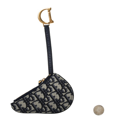 Christian Dior Oblique Saddle Coin Purse Blue 2 of 3