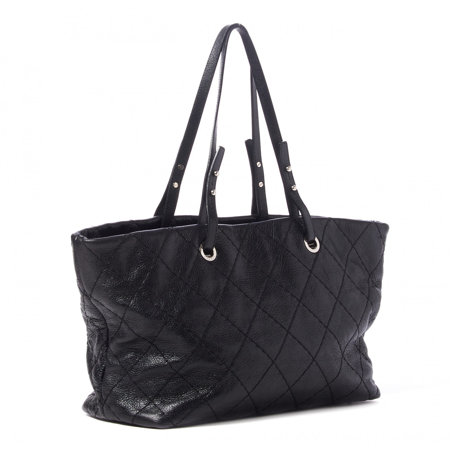 Chanel Glazed Calfskin Large On The Road Tote Black 2 of 9