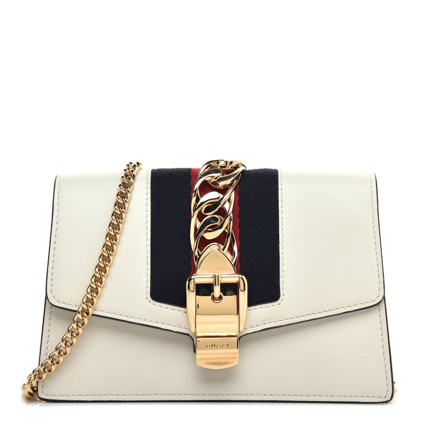 Gucci Calfskin Super Mini Sylvie Chain Shoulder Bag White 1 of 9