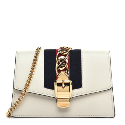 Gucci Calfskin Super Mini Sylvie Chain Shoulder Bag White 1 of 9