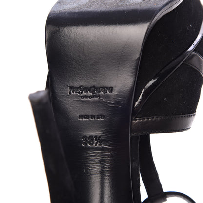 Saint Laurent Calfskin Suede Platform Sandals 38.5 Black 8 of 21