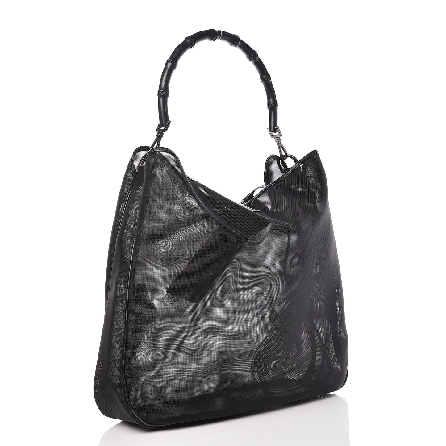 Mesh Bamboo Shoulder Bag Black