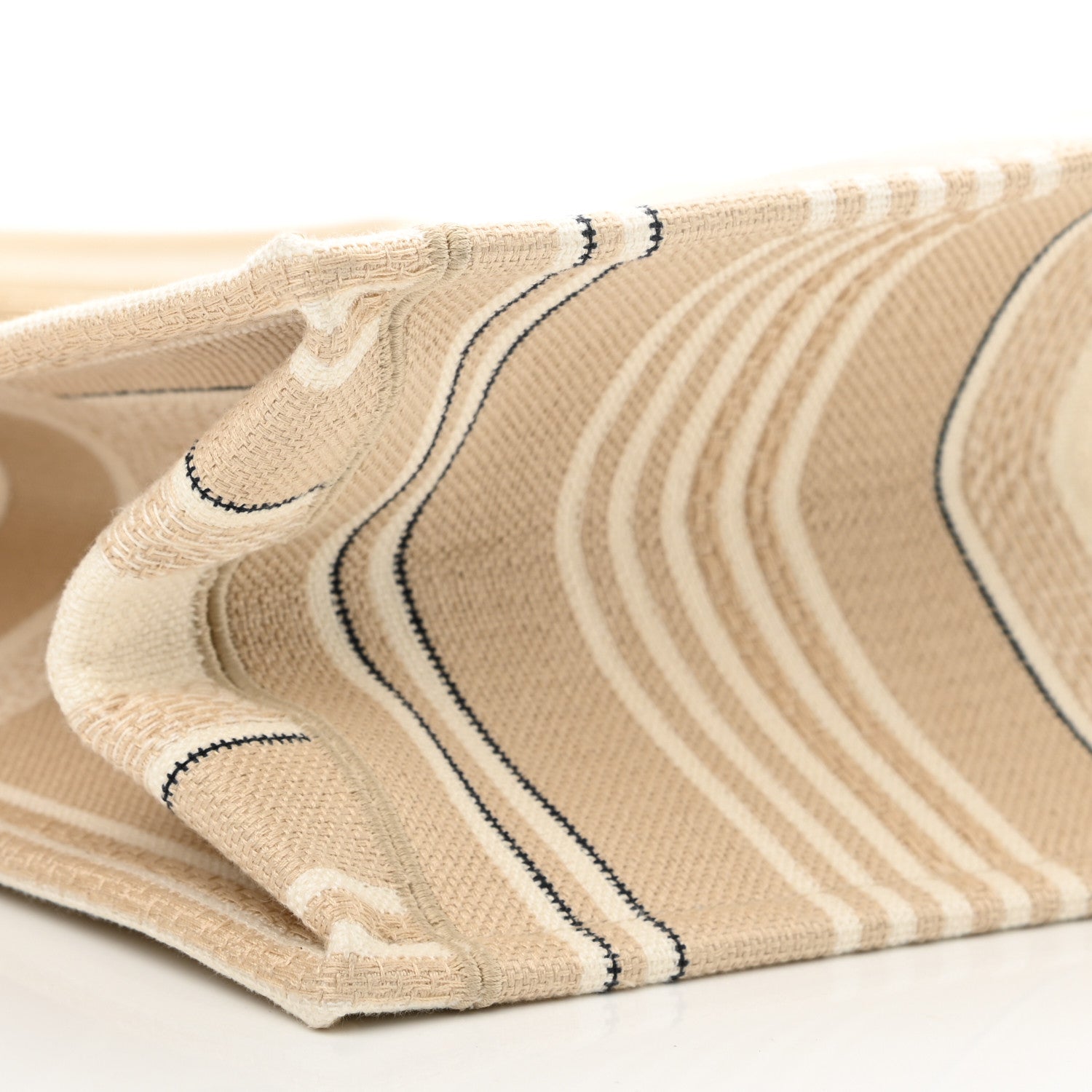 Christian Dior Canvas Embroidered Large Stripes Book Tote Beige 9 of 10