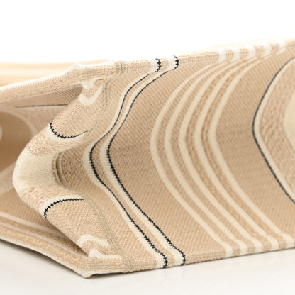 Christian Dior Canvas Embroidered Large Stripes Book Tote Beige 9 of 10