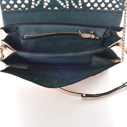 Chloe Calfskin Pineapple Perforated Medium Faye Shoulder Bag Abstract White 5 of 9