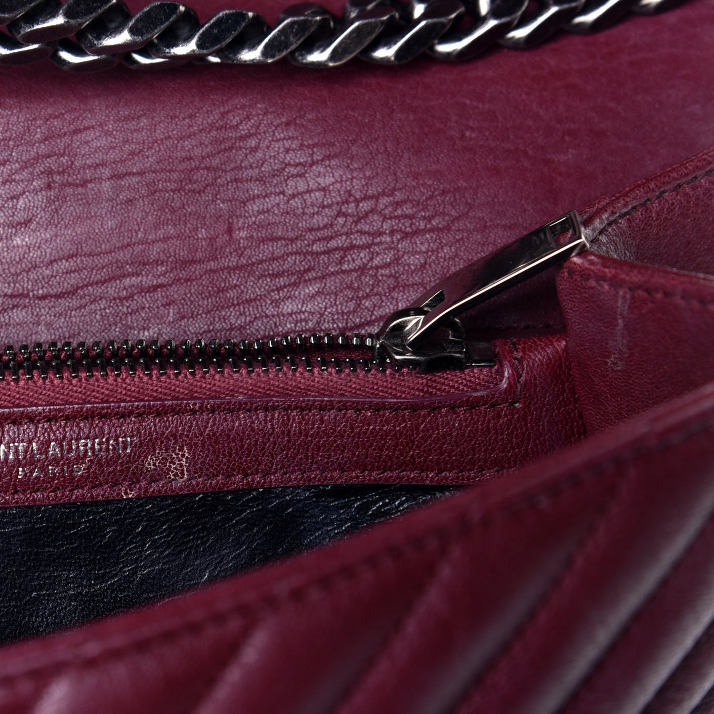 Sheepskin Matelasse Chevron Monogram Medium College Bag Rouge Legion