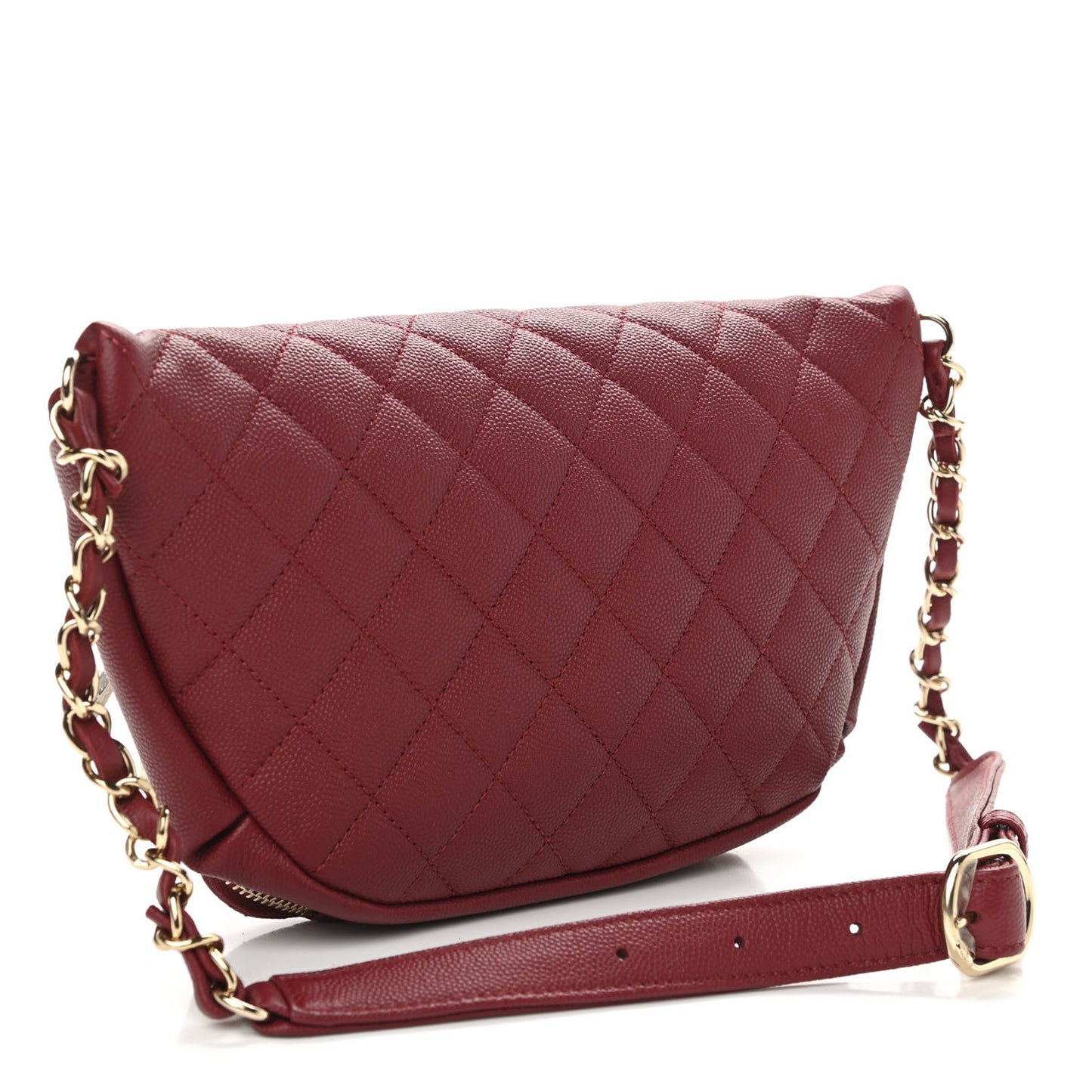 Caviar Quilted Business Affinity Waist Belt Bag Burgundy