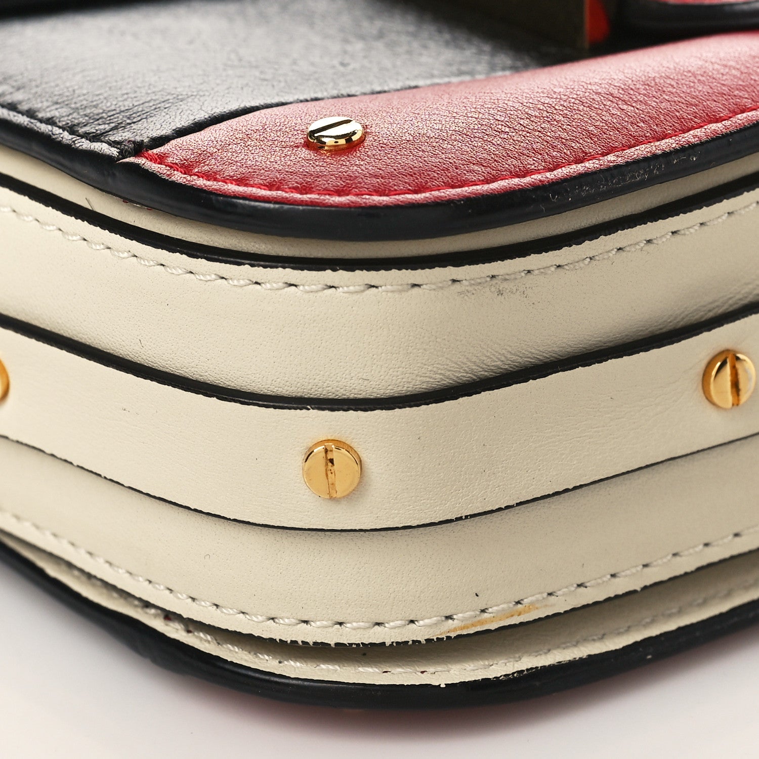 Valentino Garavani Calfskin Mini Rivet Colorblock Shoulder Bag Black Red 7 of 11