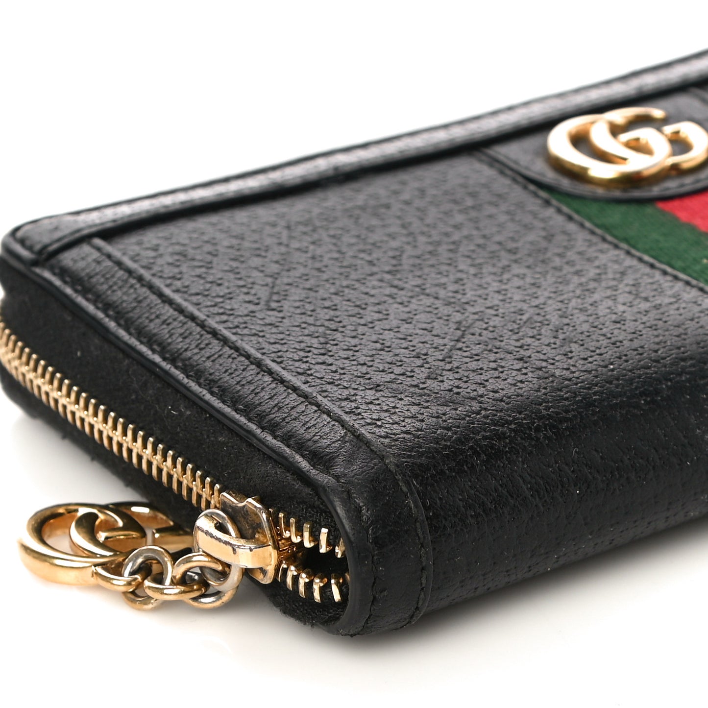 Calfskin Web Ophidia Zip Around Wallet Black