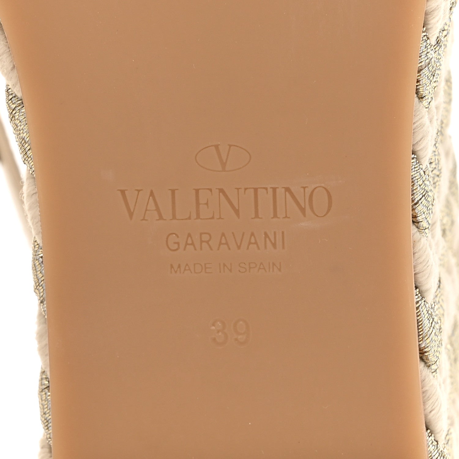 Valentino Garavani Metallic Nappa Rockstud Espadrille Wedge 25/90mm Slide Sandals 39 Silver Beige 6 of 9