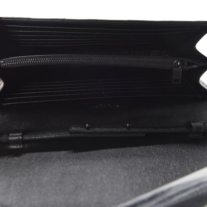 Saint Laurent Grain De Poudre Matelasse Chevron Monogram Chain Wallet Black 5 of 8