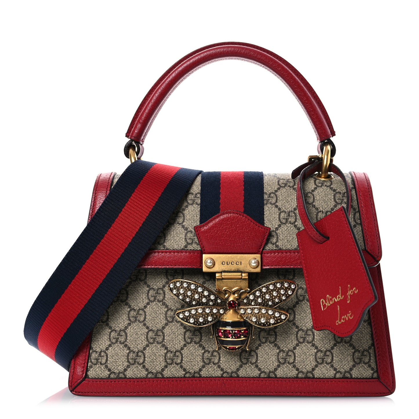 GG Supreme Monogram Small Queen Margaret Top Handle Bag Red