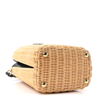 Prada Wicker Canvas Panier Bucket Bag Naturale Black 3 of 8