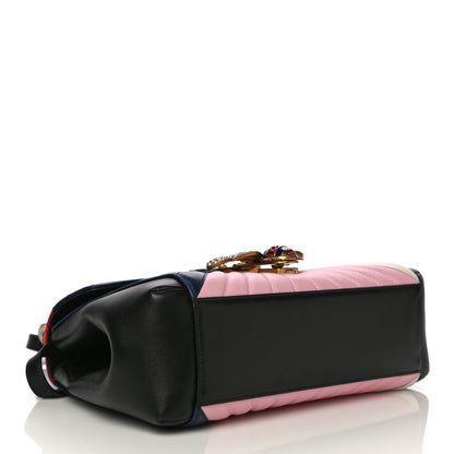 Gucci Calfskin Bamboo Trapuntata Queen Margaret Top Handle Bag Blue Agata Hibiscus Red Mystic White Sugar Pink 5 of 14