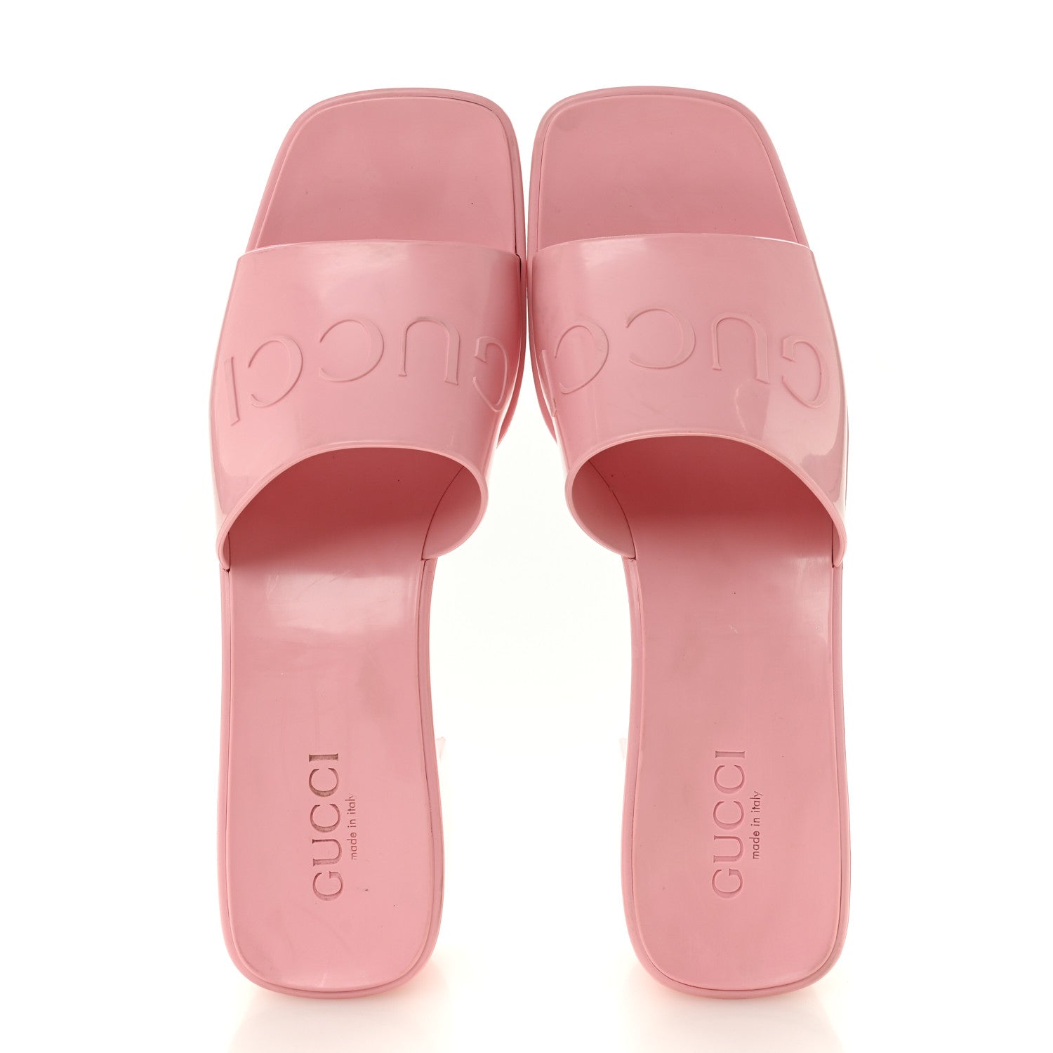 Gucci Rubber Gucci Logo Womens Platform 20/60mm Slide Sandals 41 Wild Rose 2 of 13