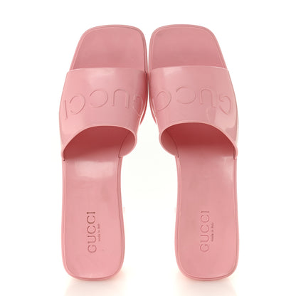 Gucci Rubber Gucci Logo Womens Platform 20/60mm Slide Sandals 41 Wild Rose 2 of 13
