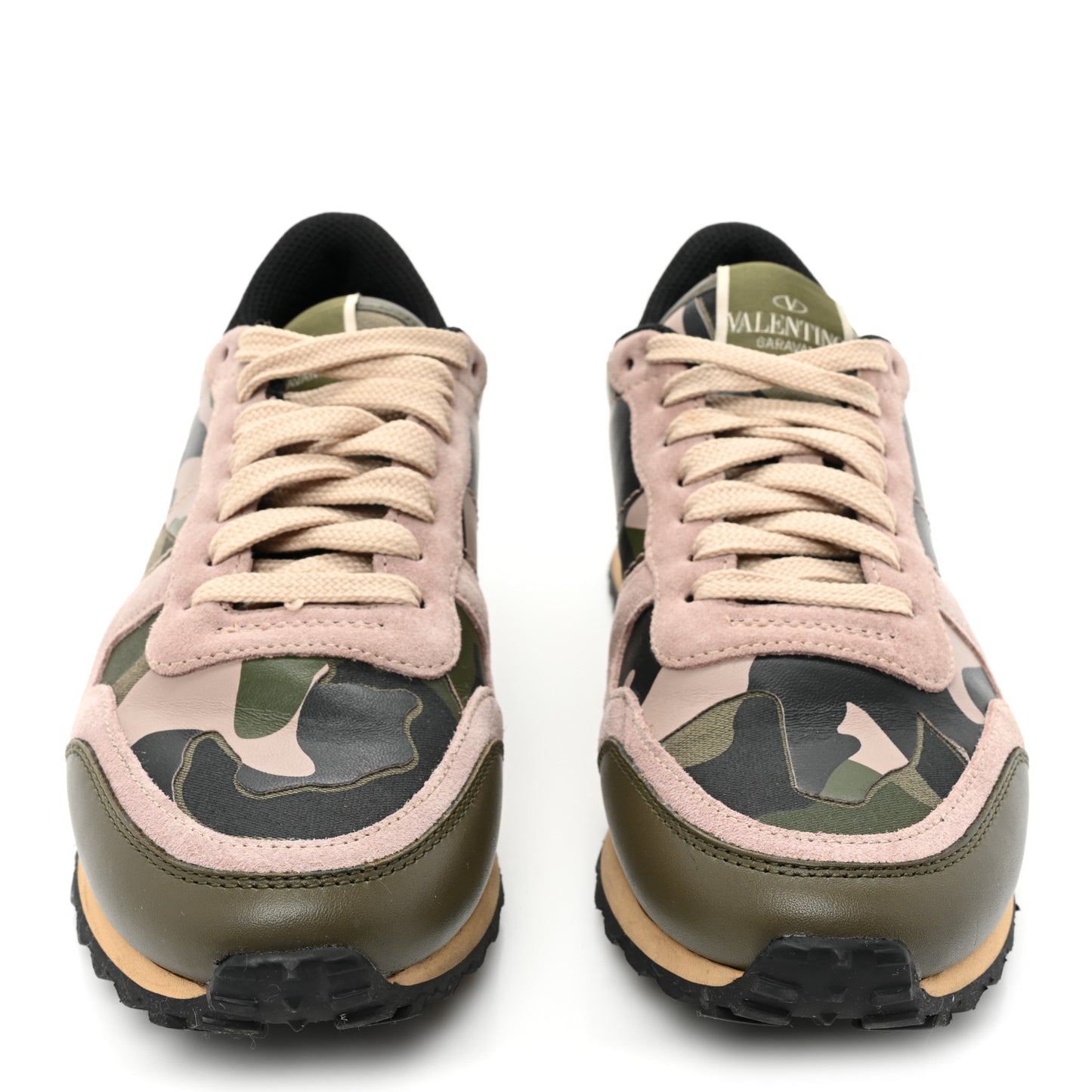 Nappa Suede Camouflage Womens Rockrunner Sneakers 37 Army Green Beige