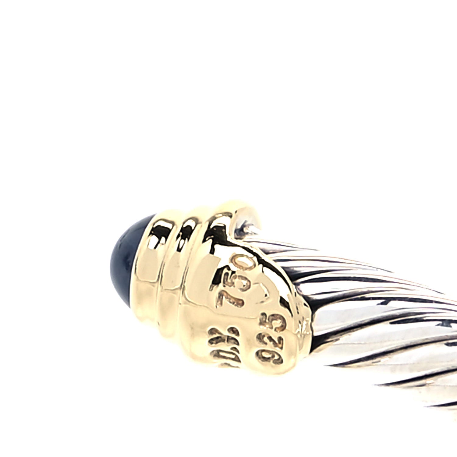 David Yurman Sterling Silver 18K Yellow Gold Blue Sapphire 4mm Cable Kids Birthstone Bracelet 4 of 4