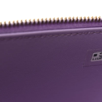 Chanel Lambskin Quilted Baguette Crystal Top Handle Vanity Case With Chain Purple 15 of 23