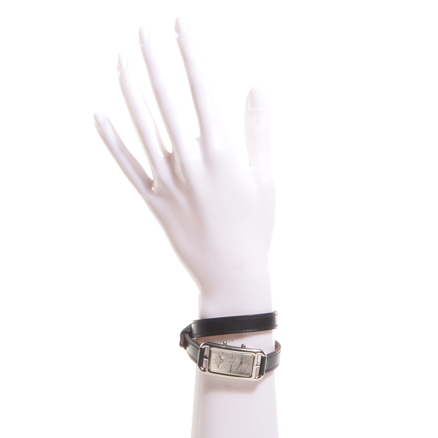 Hermes Stainless Steel Barenia 20mm Cape Cod Double Tour Deux Zones Quartz Watch Noir 2 of 9