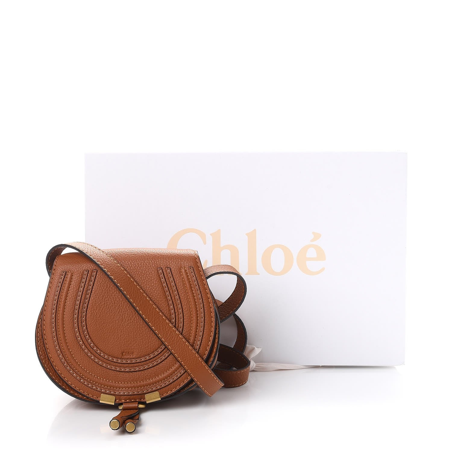 Chloe Calfskin Mini Marcie Round Crossbody Bag Tan 9 of 9