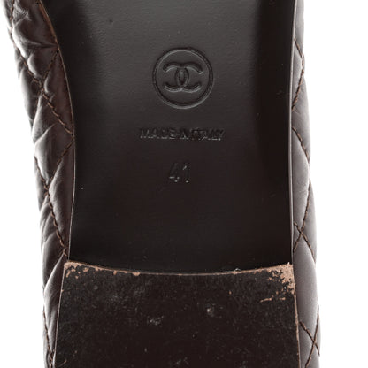 Chanel Aged Calfskin Quilted CC Cap Toe Ballerina Flats 41 Dark Brown 8 of 8