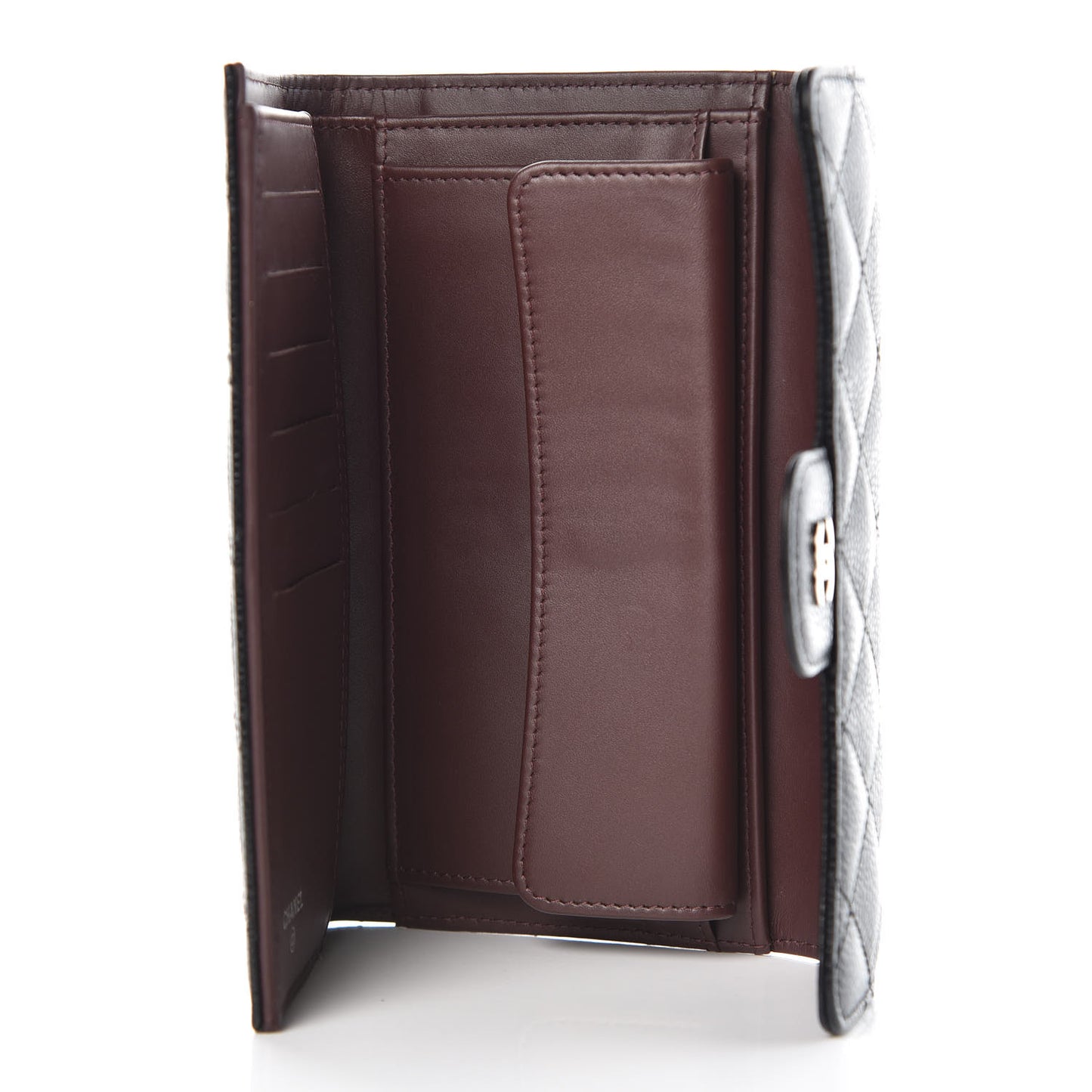 Caviar Quilted Long Flap Wallet Black