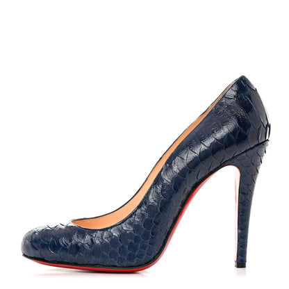 Christian Louboutin Snakeskin Ron Ron 100 Pumps 39 Navy 1 of 8