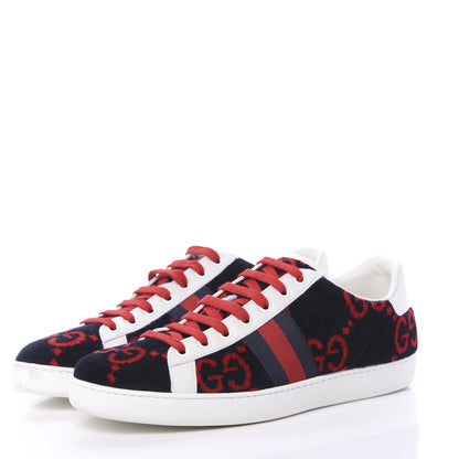 Gucci Terry Cloth GG Monogram Web Womens Ace Sneakers 40 Blue Red 3 of 8