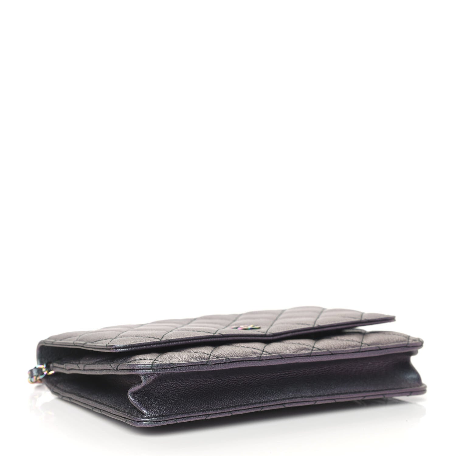 Chanel Iridescent Goatskin Quilted Wallet On Chain WOC Purple 4 of 9