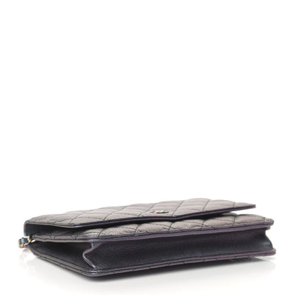 Chanel Iridescent Goatskin Quilted Wallet On Chain WOC Purple 4 of 9