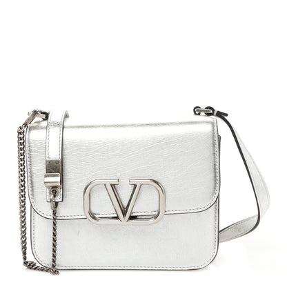 Valentino Garavani Metallic Calfskin Small VSling Shoulder Bag Silver 1 of 10
