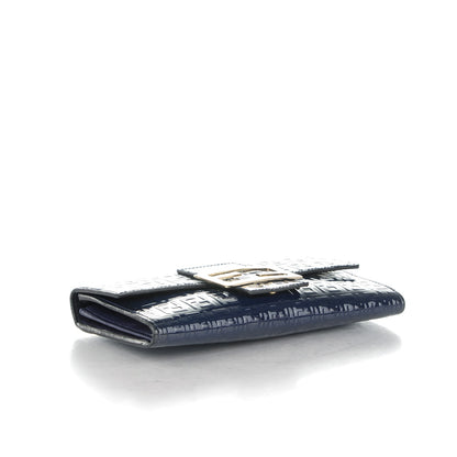 Fendi Patent Zucchino Continental Wallet Navy 4 of 9