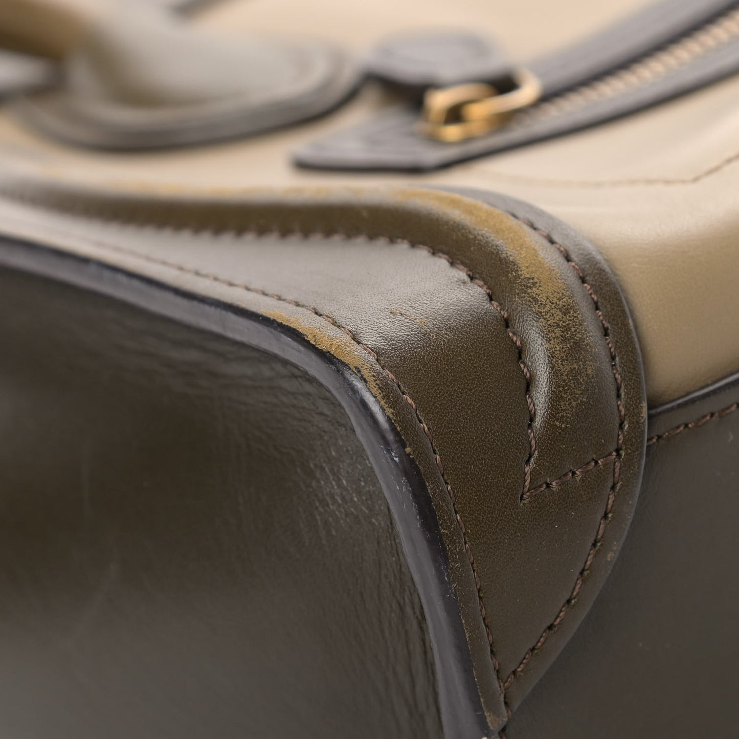 Smooth Calfskin Nano Tri-Color Luggage Khaki