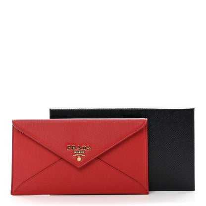 Prada Vitello Grain Envelope Wallet Rosso 10 of 10